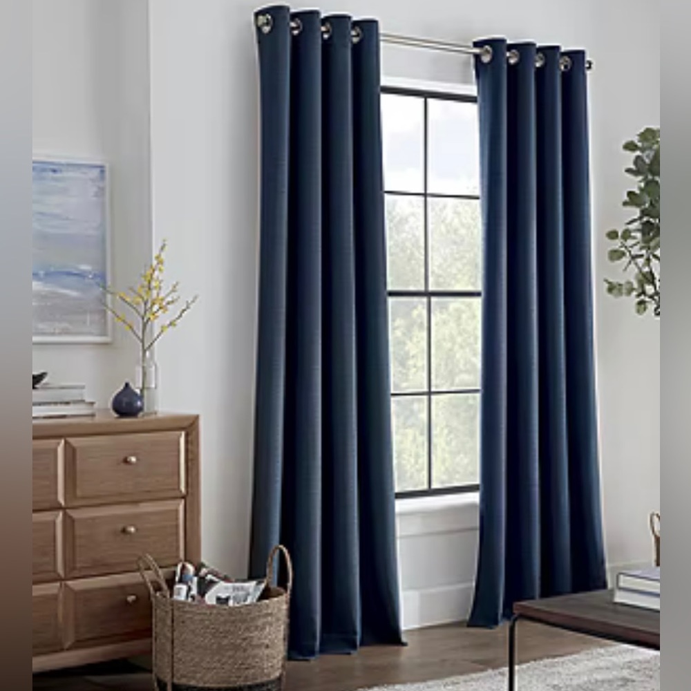 2 Linden Street Gwen Basketweave Light-Filtering Grommet Top Curtain Panels